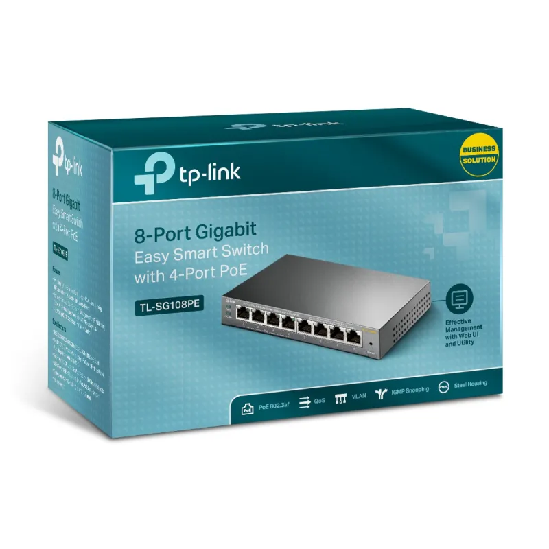 TL-SG108PE TP-LINK 8-Port Gigabit Easy Smart PoE Switch, 4-Port PoE, POE 4 Port 55W