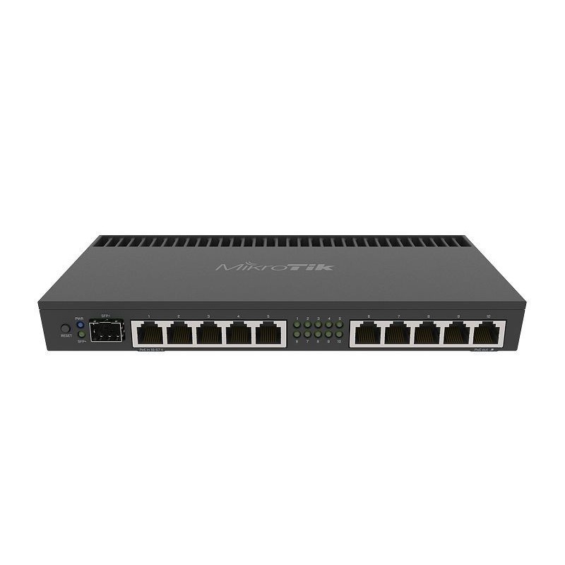 Mikrotik Router RB4011iGS+RM, CPU 4 Core 1.4G, Ram 1 GB, Lv.5, 10 Port Gigabit, SFP+