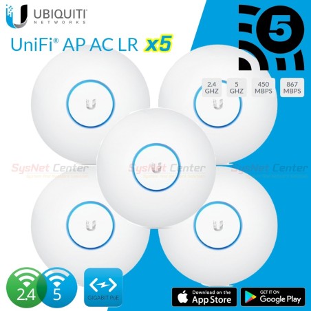 Ubiquiti UniFi UAP-AC-LR-5 Pack 5 ชุด Dual Band มาตรฐาน AC 1317Mbps