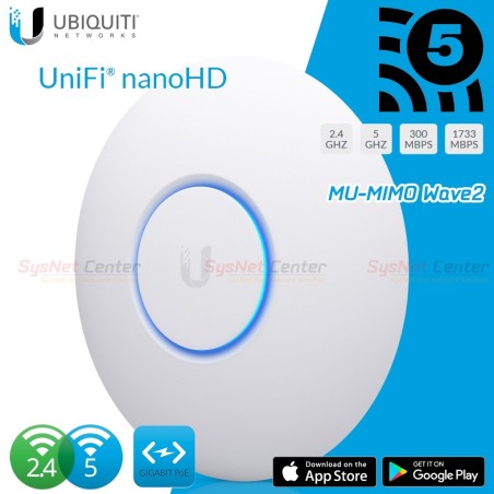 Ubiquiti UniFi UAP-nanoHD Access Point มาตรฐาน ac 4x4 MU-MIMO Wave 2 ความเร็วสูงสุด 1733Mbps
