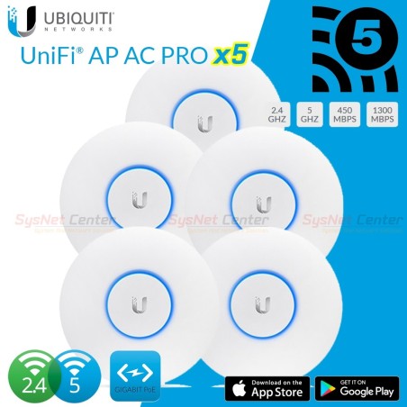Ubiquiti UniFi UAP-AC-PRO Pack 5 ชุด มาตรฐาน ac Dual Band 2 ย่านความถี่ 2.4/5GHz ความเร็วสูงสุด 1300Mbps