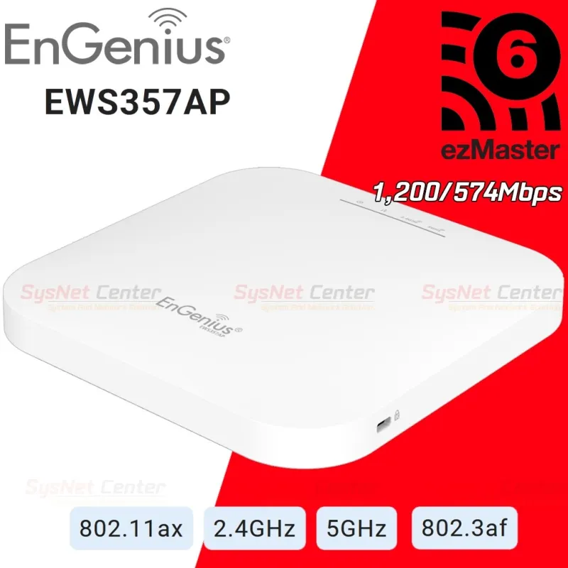 EnGenius EWS357AP 802.11ax WiFi 6 2x2 Managed Indoor Wireless Access Point 1,733/800Mbps