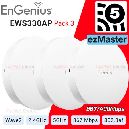 EnGenius EWS330AP Pack-3 Dual Band AC1300 Managed Indoor Wireless Access Point MU-MIMO Wave2