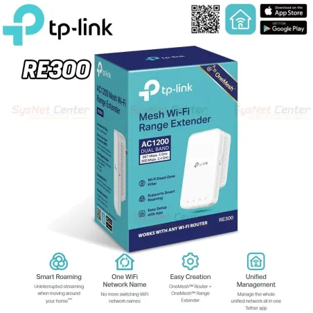 TP-LINK RE300 AC1200 Mesh Wi-Fi Range Extender Repeater Dual-Band 300/867Mbps