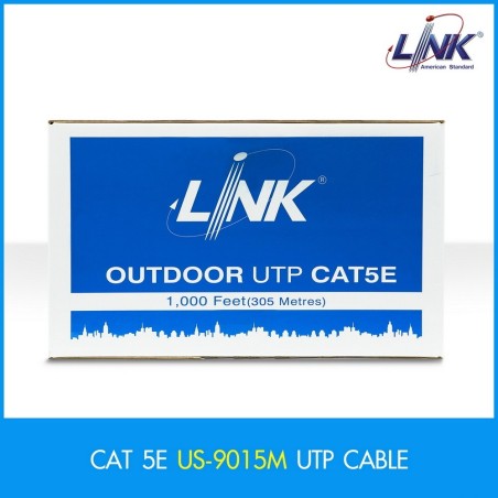 สายแลน LINK US-9015M CAT5E UTP PE OUTDOOR สลิง w/Drop Wire 305 M./Reel