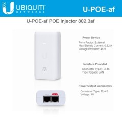 Ubiquiti U-POE-af POE Injector802.3af 48VDC 0.32A 15.4W Port Gigabit, ปุ่ม Reset