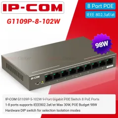 IP-COM G1109P-8-102W POE Switch 9 Port Gigabit 8 POE 802.3af/at 92W Port Isolate