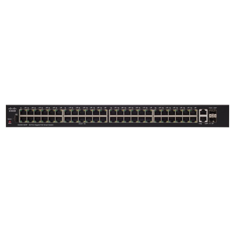 Cisco Cisco SG250-50 Smart L2-Managed Gigabit Switch 48 Port Gigabit, 2 Port SFP Combo ควบคุมผ่าน Web,CLI