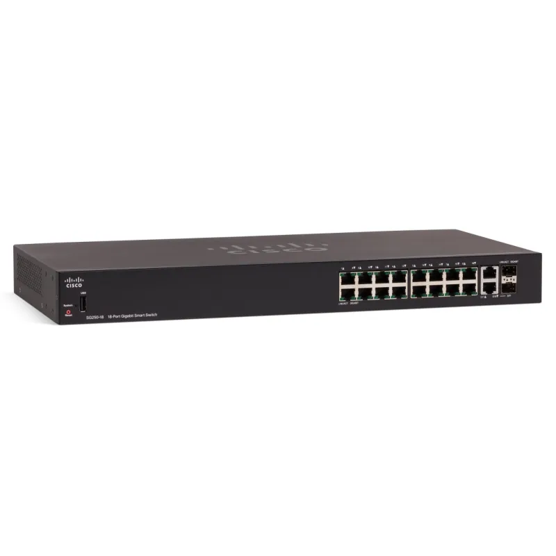 Cisco SG250-18 Smart L2-Managed Gigabit Switch 16 Port Gigabit, 2 Port SFP Combo ควบคุมผ่าน Web,CLI