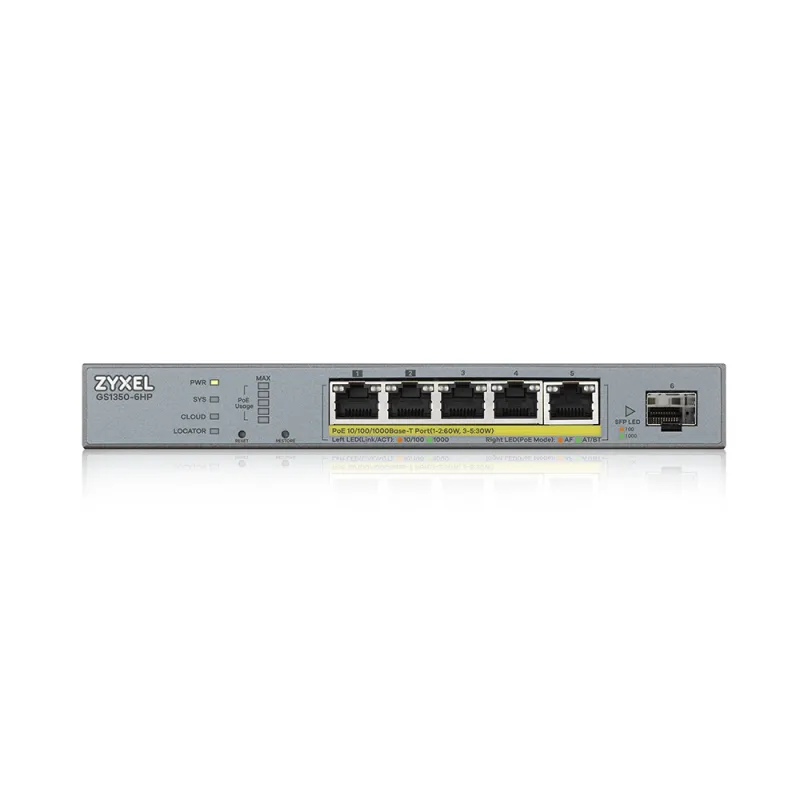 GS1350-6HP Zyxel Smart Managed PoE Switch 5 Port Gigabit 802.3bt 60W