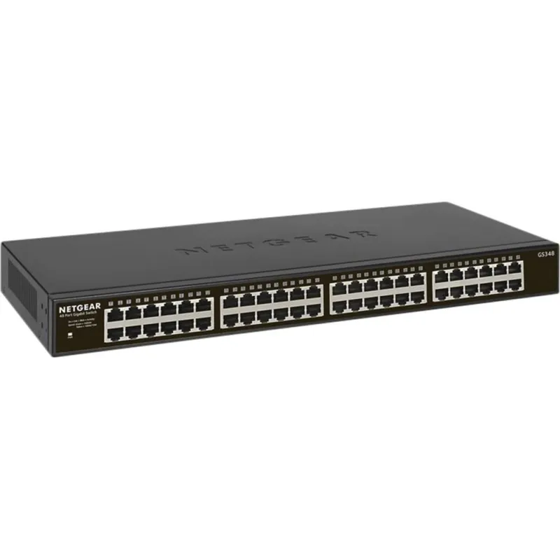 NETGEAR GS348 Gigabit Switch 48 Port ความเร็ว Gigabit Rack-Mountable Case เหล็ก