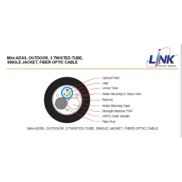 LINK UFC9706MN F.O. MINI-ADSS,MULTI-TUBE,6 CORE, OS2 9/125 μm,SM. 3-Twisted Tube