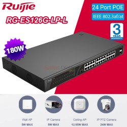 Ruijie Networks Ruijie RG-ES126G-LP-L UnManaged Gigabit POE Switch 24 Port ,2 SFP POE 180W