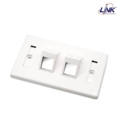 LINK US-2342A ANGLE FACE PLATE 2 PORT w/Label