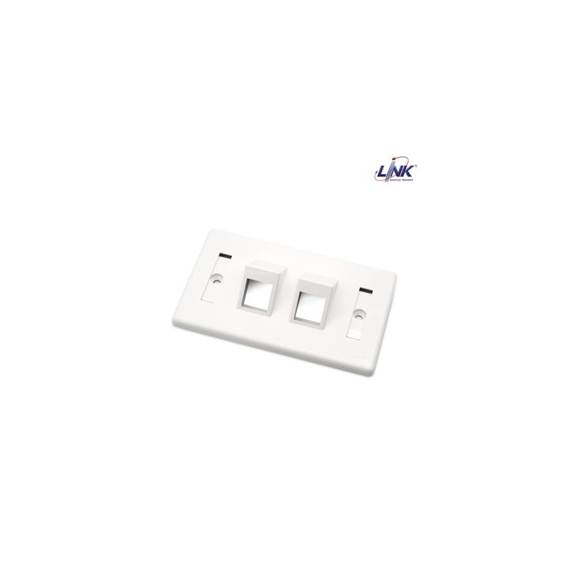 LINK US-2342A ANGLE FACE PLATE 2 PORT w/Label