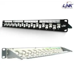 LINK US-3324S SHIELD CAT 6A PATCH PANEL 24 PORT AUTO SHUTTER w/CABLE MANAGEMENT