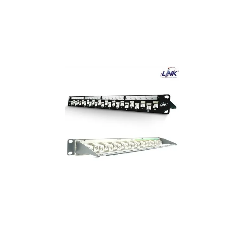 LINK US-3324S SHIELD CAT 6A PATCH PANEL 24 PORT AUTO SHUTTER w/CABLE MANAGEMENT