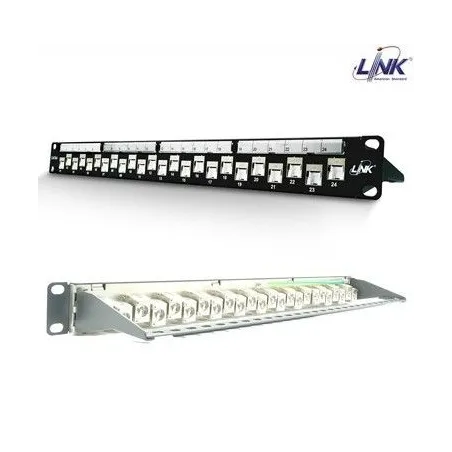 LINK US-3324S SHIELD CAT 6A PATCH PANEL 24 PORT AUTO SHUTTER w/CABLE MANAGEMENT