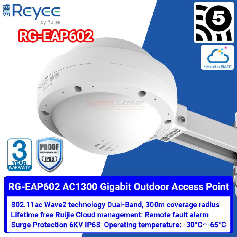 Ruijie Networks Reyee RG-EAP602 Outdoor Wireless Access Point ac Wave 2, Port Gigabit, Cloud Control