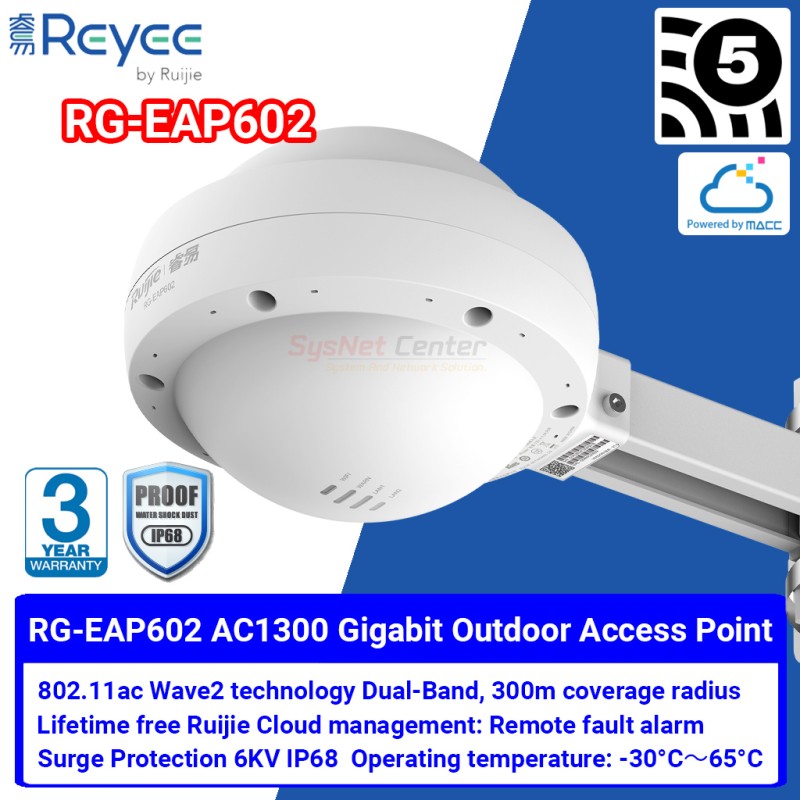 Ruijie Networks Ruijie RG-EAP602 Outdoor Wireless Access Point ac Wave 2, Port Gigabit, Cloud Control Ruijie Networks Ruijie RG-EAP602 Outdoor Wireless Access Point ac Wave 2, Port Gigabit, Cloud Control