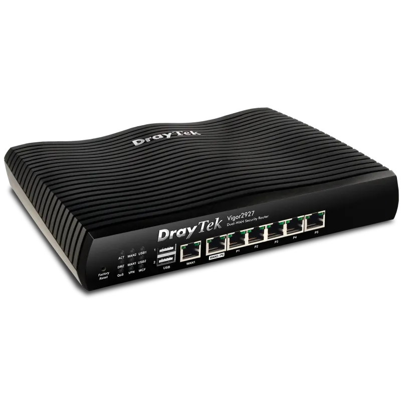 DrayTek Vigor2927 Dual-WAN VPN Firewall Router 50 Tunnels, 800Mbps, 50 Device