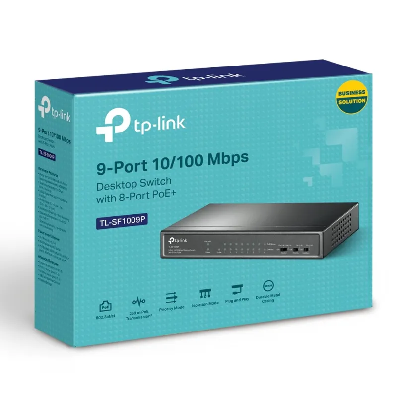 TP-LINK TL-SF1009P 9-Port 10/100Mbps Desktop Switch with 8-Port PoE+