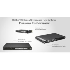 RG-ES126G-P-L Ruijie UnManaged Gigabit POE Switch 24 Port ,2 SFP POE 370W