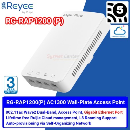 RG-RAP1200(P) Reyee Dual-Band Wall Plate Access Point ac 5 Port Gigabit