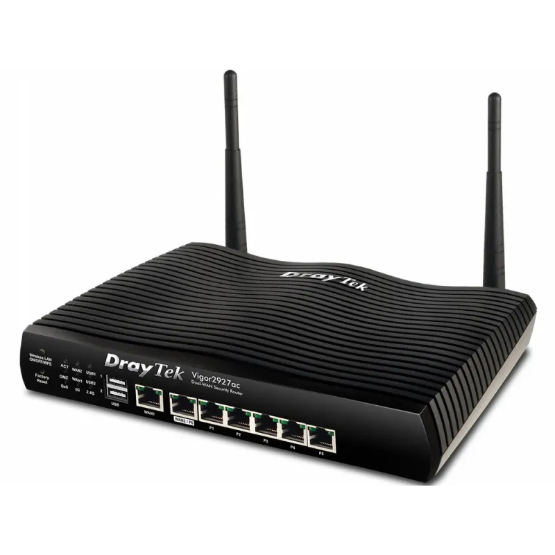 DrayTek Vigor2927ac Dual-WAN VPN Firewall Router 50 Tunnels, 800Mbps, 50 Device