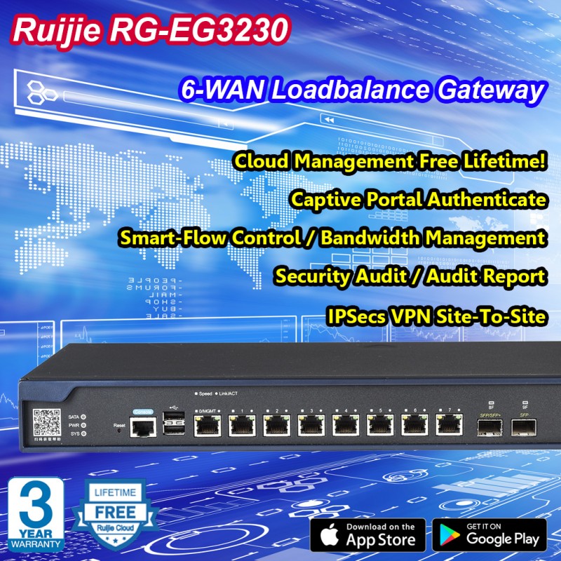 Ruijie RG-EG3230 Unified Security Gateway 6 Wan Gigabit, VPN, Firewall, L7 DPI
