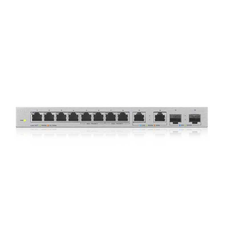 Switch Ethernet ZYXEL XGS1010-12 – 12 Porte Multi-Gigabit Con 2x 2.5G E 2x 10G SFP+, Plug-and-Play, Fanless