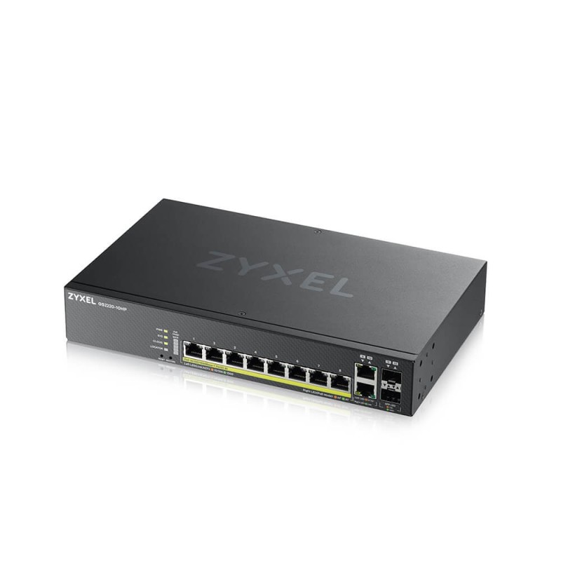 GS2220-10HP Zyxel L2+ Managed POE Switch 8 Port, 2 Port SFP, 180W