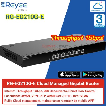 Reyee RG-EG210G-E Cloud Router 2 WAN, IPSec VPN, Internet 1Gbps