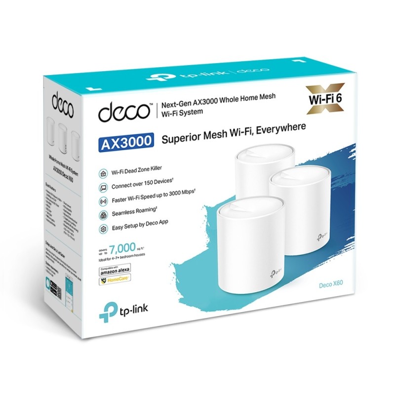 TP-LINK Deco X60 (Pack-3) AX3000 Whole Home Mesh Wi-Fi System