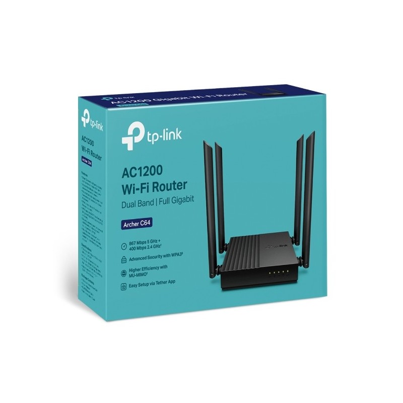 TP-Link Archer C64 AC1200 Wireless MU-MIMO WiFi Router 1200Mbps