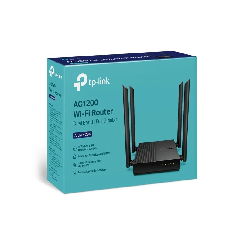 TP-Link Archer C64 AC1200 Wireless MU-MIMO WiFi Router 1200Mbps