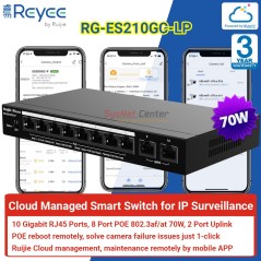 Reyee RG-ES210GC-LP Cloud Managed Smart POE Switch 10 Port Gigabit, 8 Port POE 70W