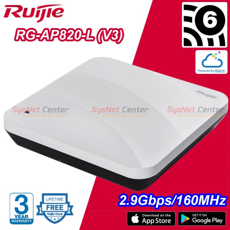 Ruijie Networks Ruijie RG-AP820-L(V3) Wireless Access Point ax 2x2 MIMO, 2.97Gbps Port Lan/SFP