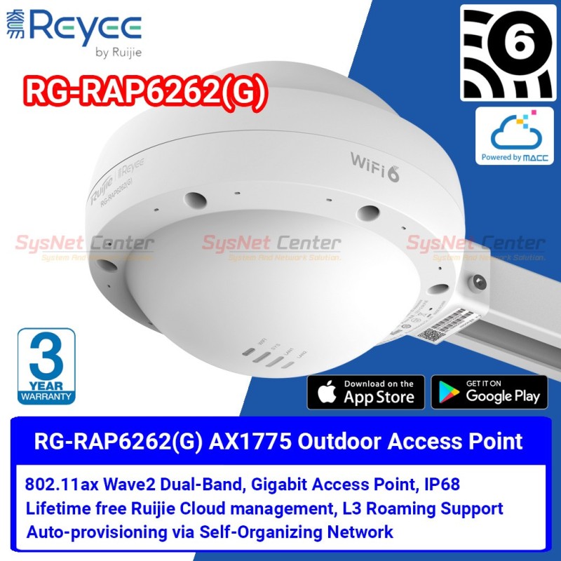 Ruijie Networks Reyee RG-RAP6262(G) Wi-Fi 6 Outdoor Wireless Access Point ax 1775Mbps, Port Gigabit