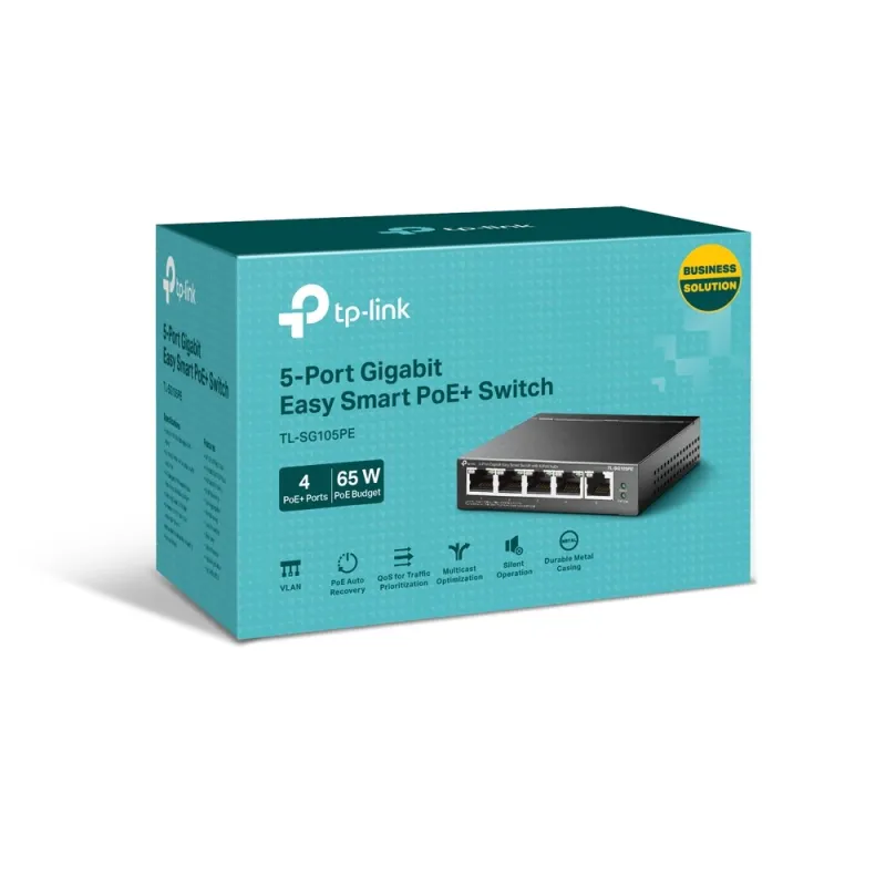 TL-SG105PE TP-LINK 5-Port Gigabit Easy Smart Switch 4-Port PoE+, 65W