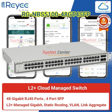 RG-NBS5100-48GT4SFP Reyee L2+ Cloud Managed Switch 48 Port Gigabit, 4 Port SFP