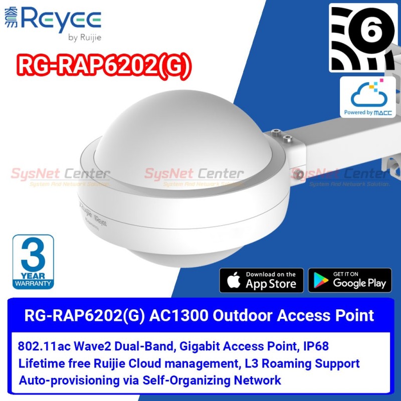 Ruijie Networks Reyee RG-RAP6202(G) Wi-Fi 5 AC1300 Outdoor Omni-directional Access Point