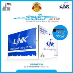 สายแลน Cat5E LINK US-9015PW UTP, PE OUTDOOR w/Power wire Black 305M