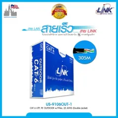 สายแลน Cat6 Link US-9106OUT-1 UTP, PE OUTDOOR w/Cross Filler,Double Jacket Black 100M