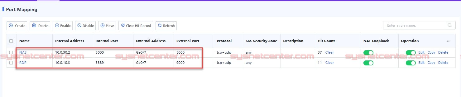 ตั้งค่า Port Mapping Forward Port 5000 ไป NAS และ 9000 ไป Remote Desktop