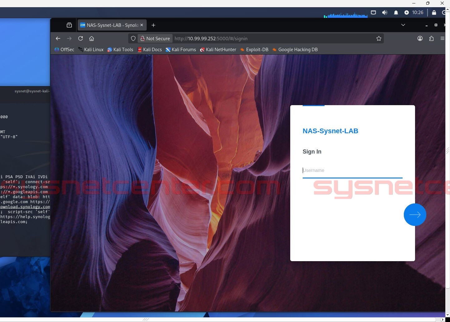 หน้า Login Synology DSM ที่ถูกเปิดจากฝั่ง WAN ผ่าน Forward Port