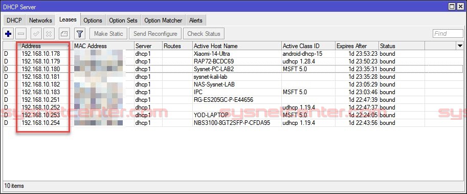 ทุกอุปกรณ์อยู่ในวงเดียวกัน 192.168.10.0/24 ใช้ Mikrotik เป็น Gateway