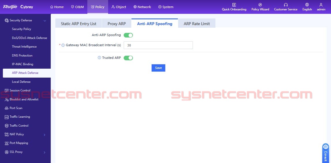 Cybrey Firewall ป้องกัน ARP Spoof