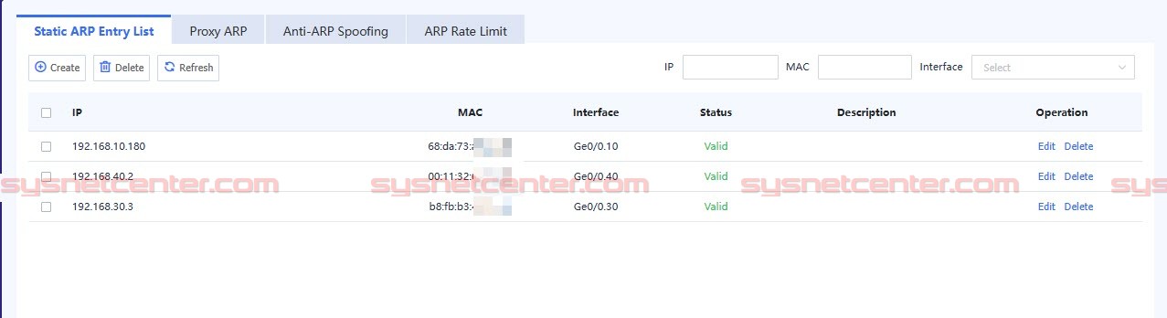 Static ARP Entry ให้ Firewall