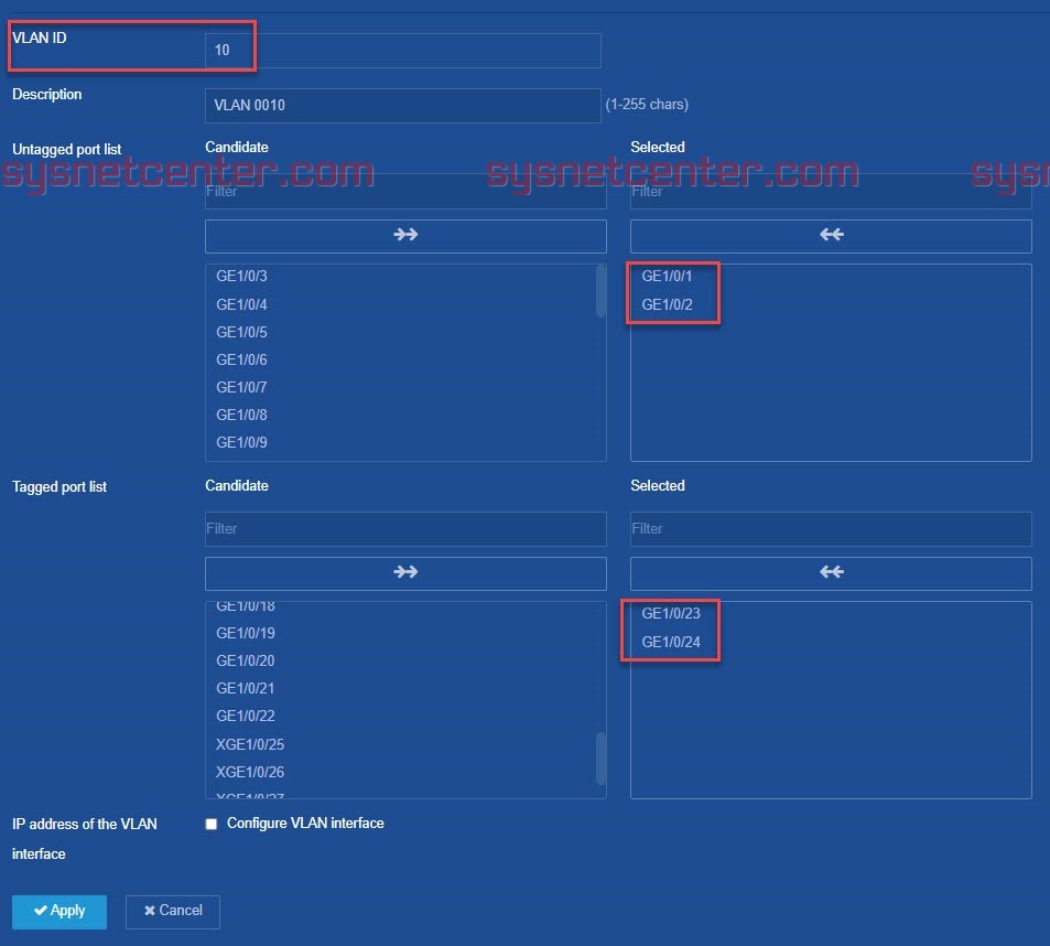 H3C Managed Switch Config VLAN